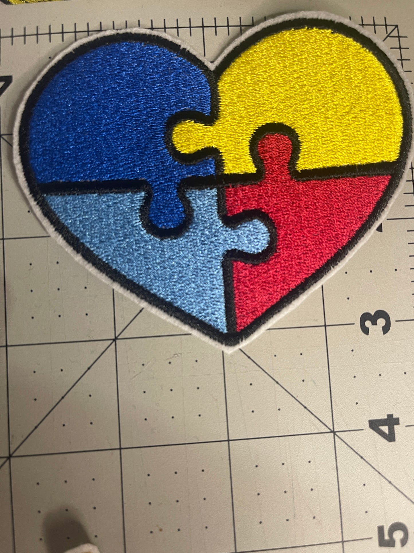 Autism Puzzle Heart Iron on embroidered patch