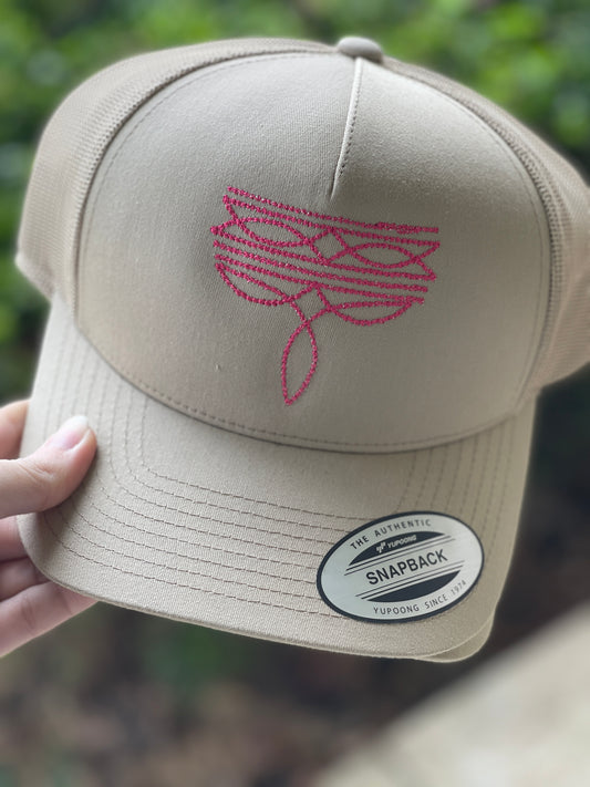 Boot stitch embroidered Hat