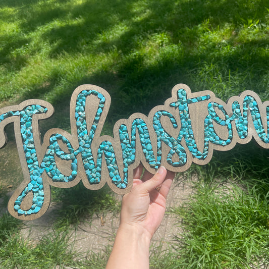 Layered Name Signs with Faux Stone Inlay
