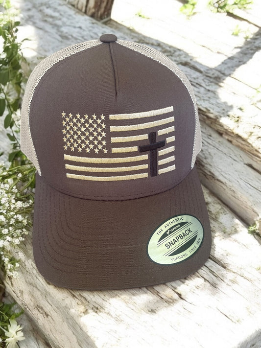 Faith & Freedom Embroidered Flag Trucker Hat | Snapback