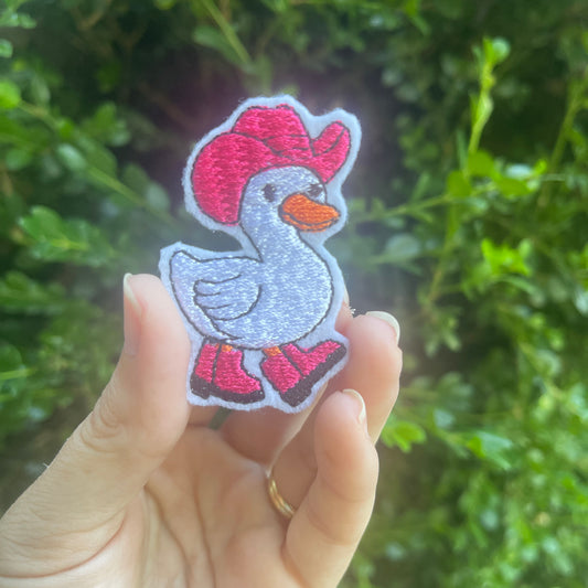 Cowboy Duck Iron on embroidered patch- can change wording color