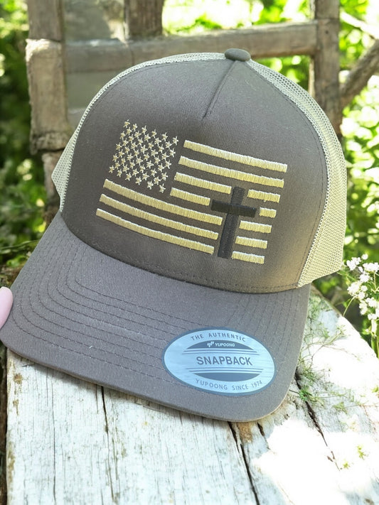 Faith & Freedom Embroidered Flag Trucker Hat | Snapback