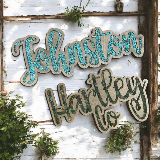 Layered Name Signs with Faux Stone Inlay