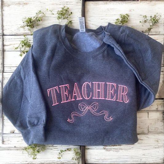 Teacher Bow embroidered sweatshirt