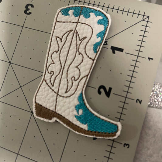 Flame boots faux leather Iron on embroidered patch