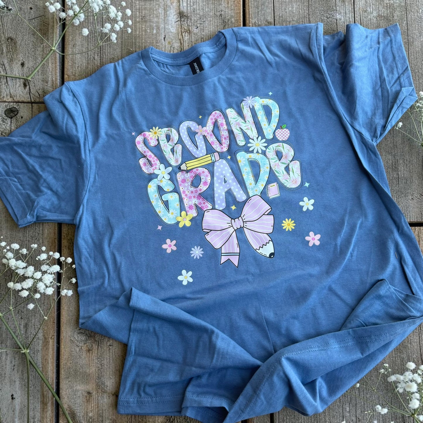 Second Grade Floral Bow Graphic Tee