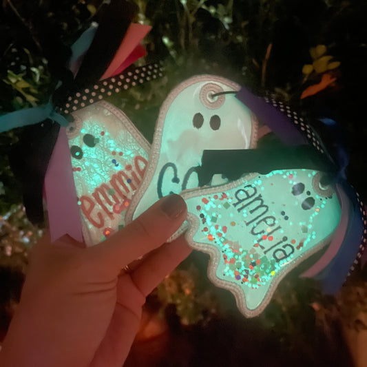 Ghost embroidered bag tags