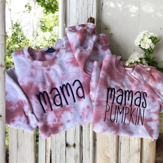 🍂 Mama & Mama’s Pumpkin Tie-Dye Sweatshirts - Matching Fall Set
