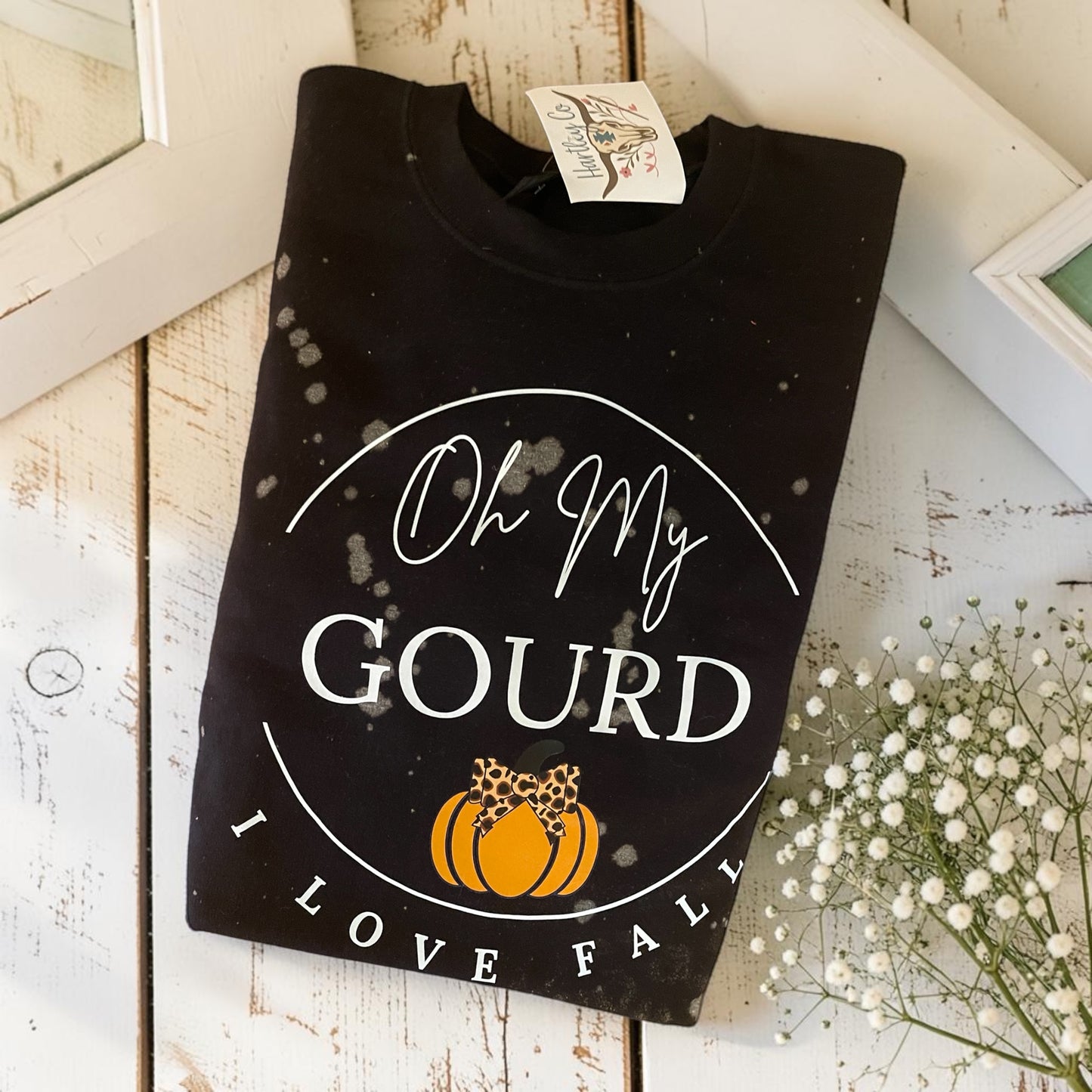 Ready to ship XL oh my gourd I love fall bleached sweatshirt