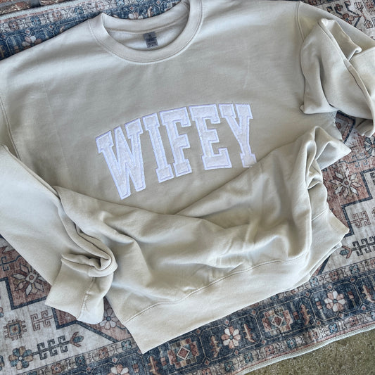 Keepsake Satin Stitched Wifey Sweatshirt