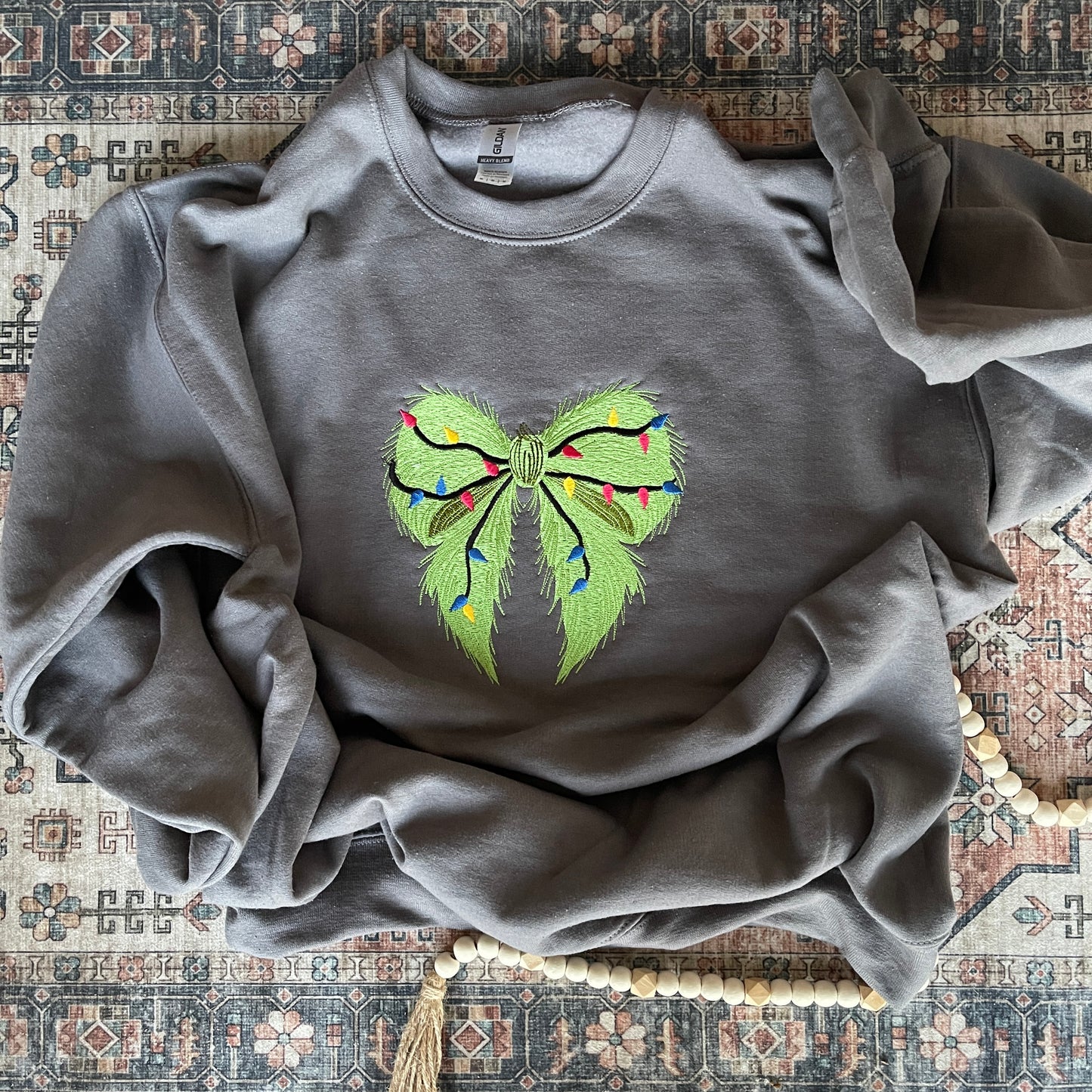 Fuzzy Christmas bow Sweatshirt