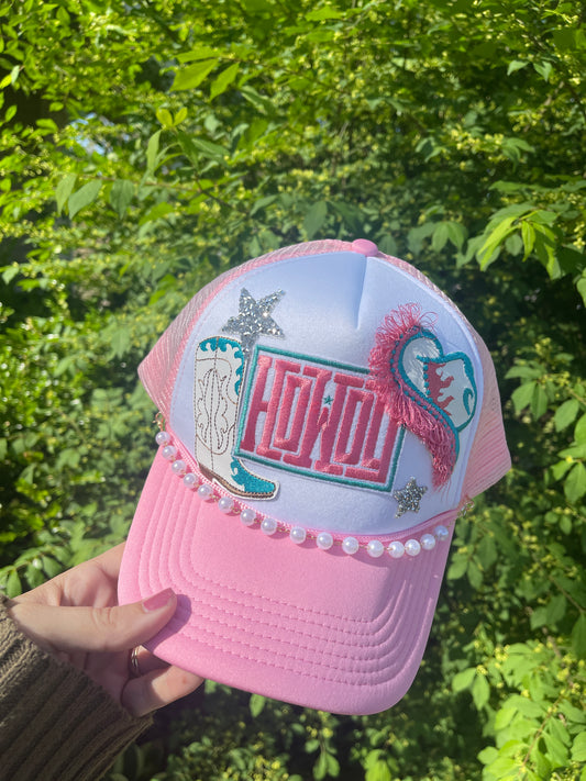 Pink and Teal Howdy hat