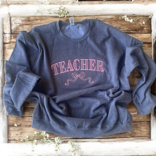 Teacher Bow embroidered sweatshirt