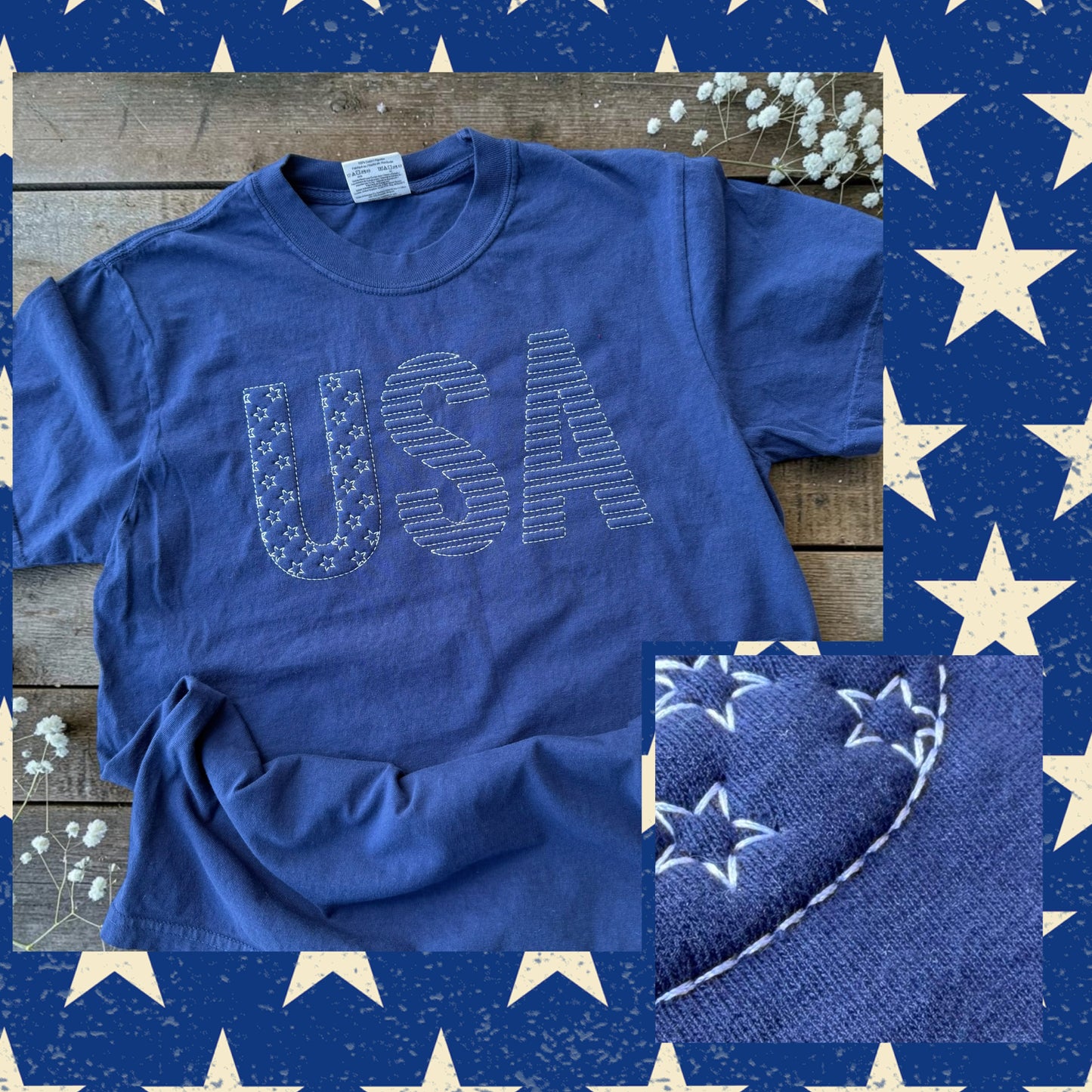 USA Embossed Puff Embroidery Tee