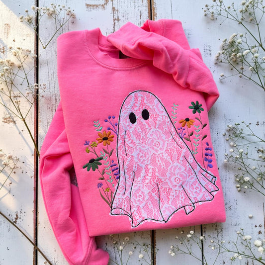 Floral Lace Ghost Sweatshirt YOUTH & ADULT