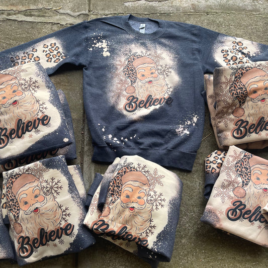 Santa Believe Cheetah Sweatshirt or Hoodie
