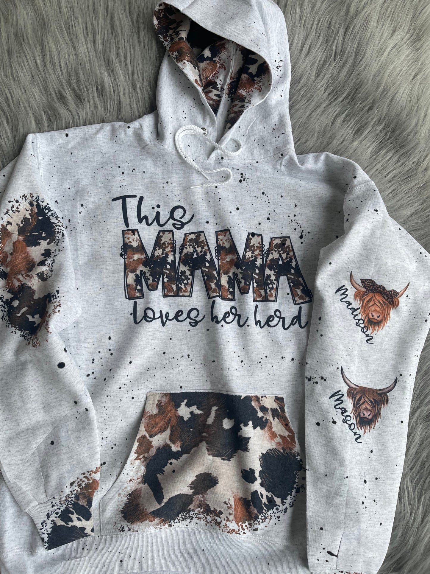 This Mama loves her herd Cow Print Hoodie