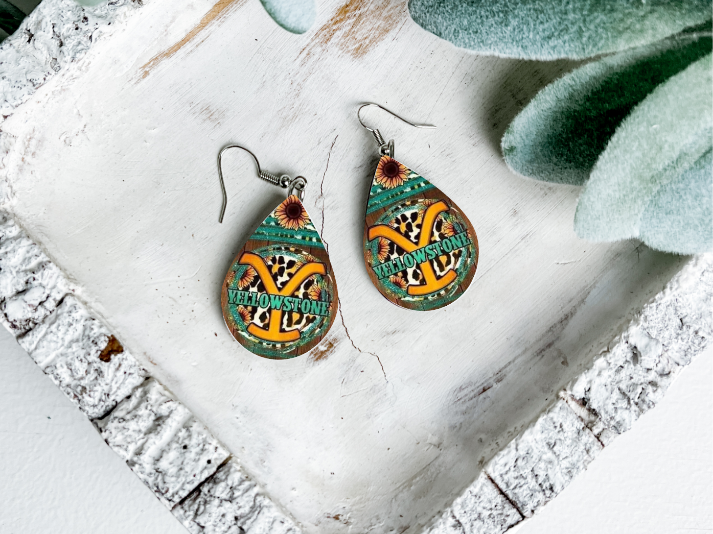 Yellowstone teal teardrop earrings Shophartleyco