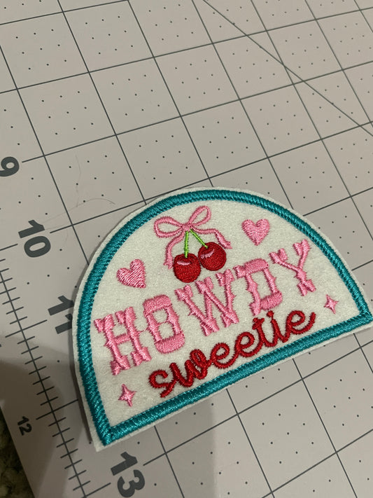 Howdy Sweetie Iron on embroidered patch