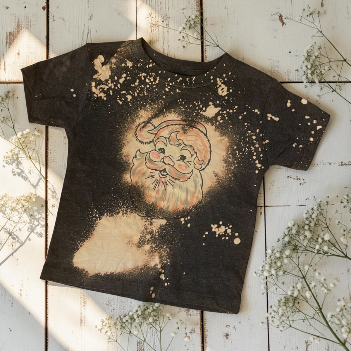 Ready to ship 3T toddler bleached Santa Claus tee