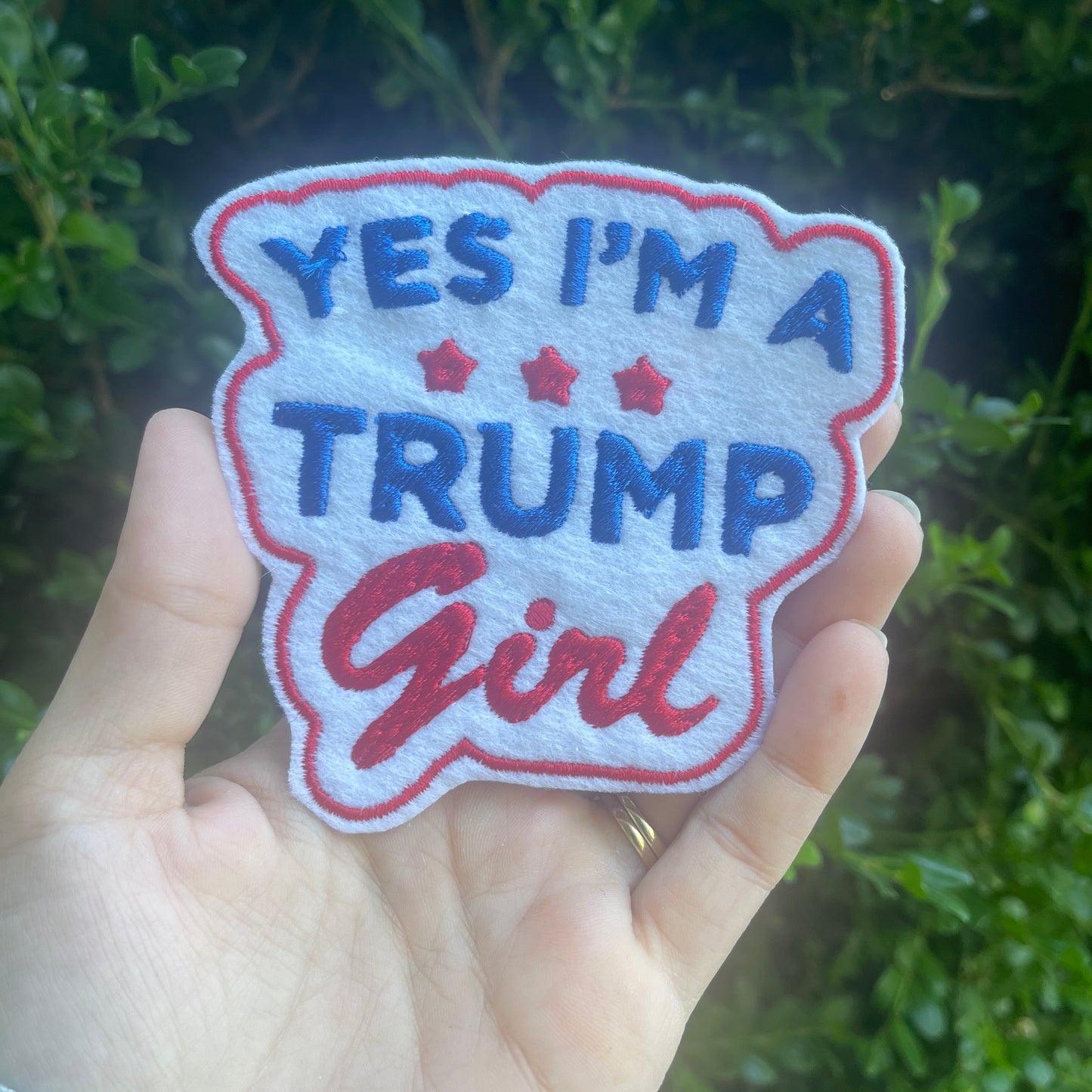 Trump Girl Iron on embroidered patch