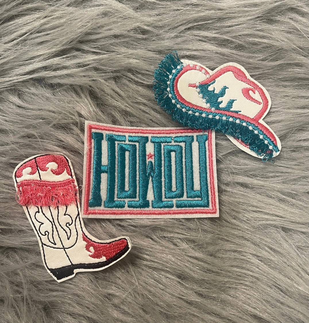 Howdy boots and hats bundle iron on patches