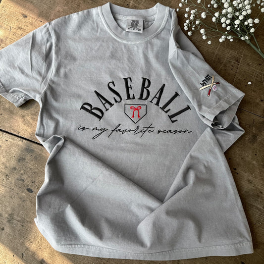 Baseball is my favorite season embroidered tee
