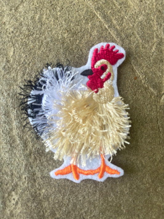 Fuzzy Chicken design 2 iron on embroidered patch