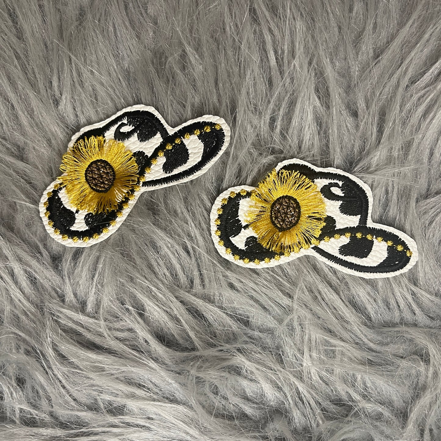 Sunflower Fringe Hat faux leather Iron on embroidered patch