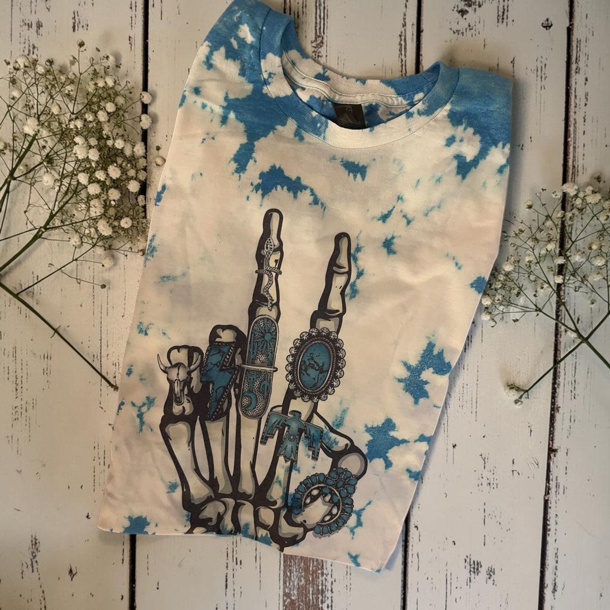 Ready to ship large skeleton hand turquoise jewelry