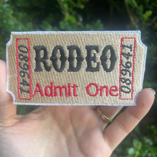 Rodeo ticket Iron on embroidered patch