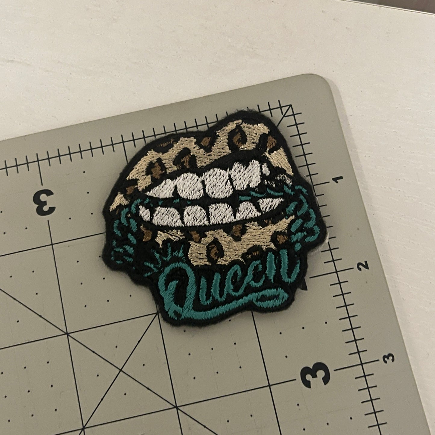 Cheetah Lips Queen Iron on embroidered patch