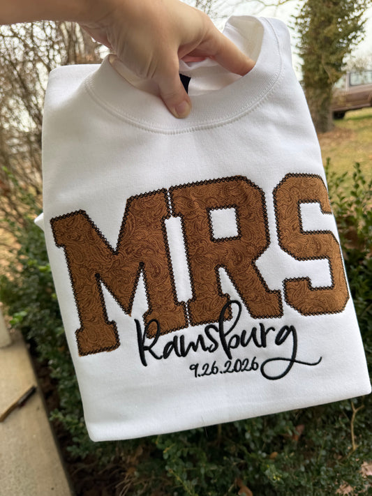MRS - personalized embroidered sweatshirt