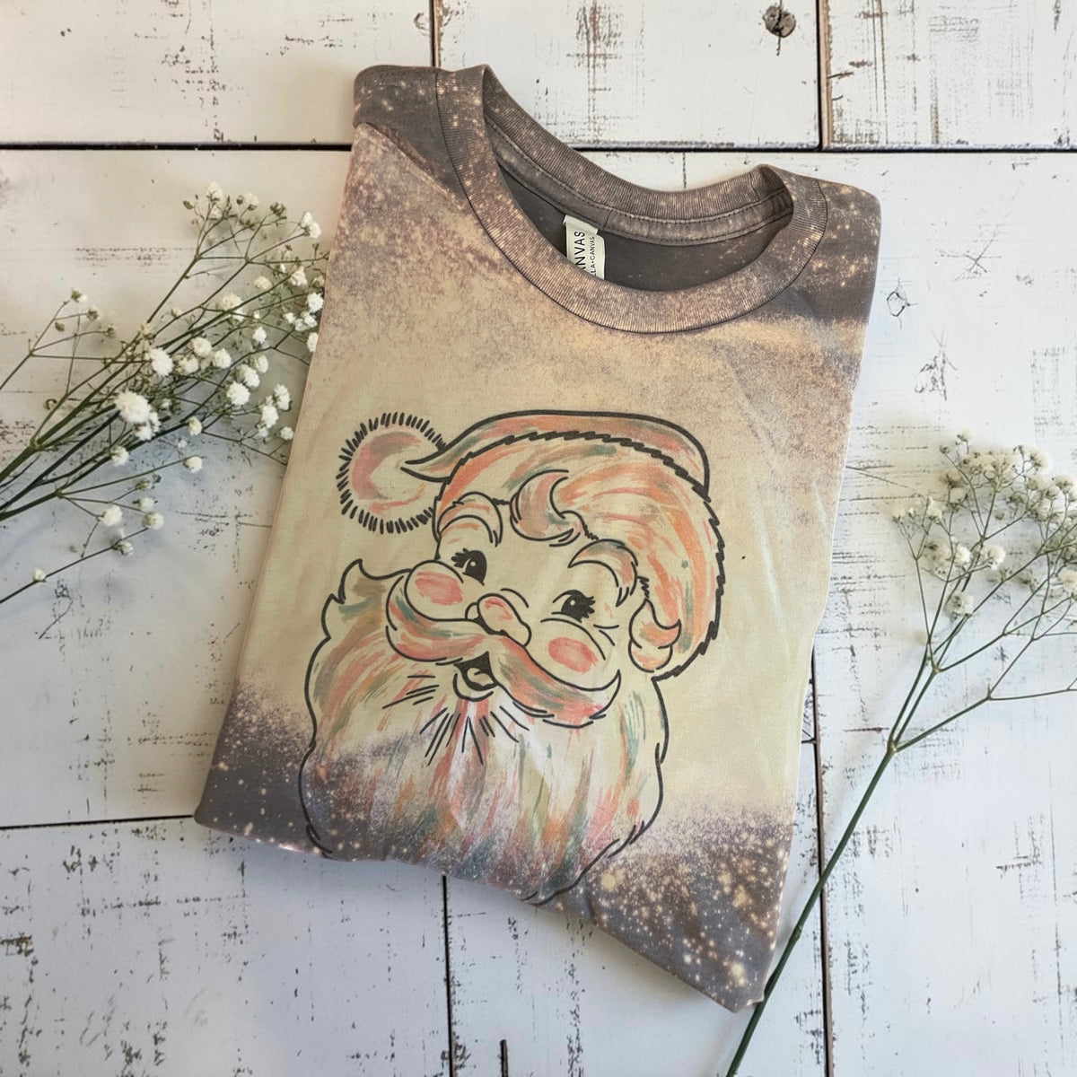 Ready to ship Santa Claus bleached tee