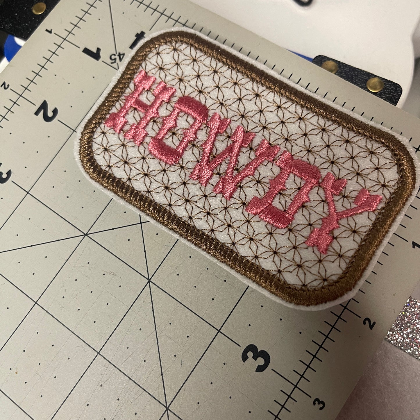 Preppy Howdy rectangle Iron on embroidered patch