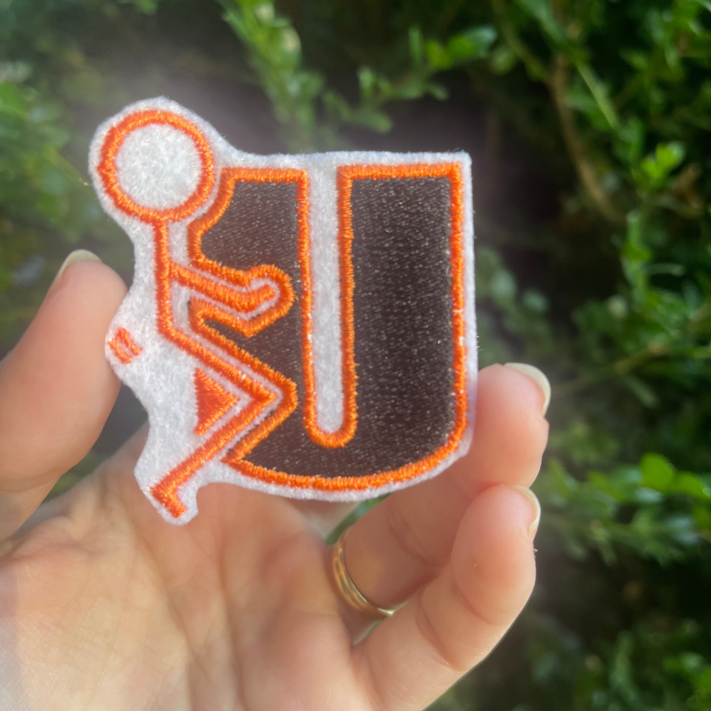 F U Iron on embroidered patch - choose your colors