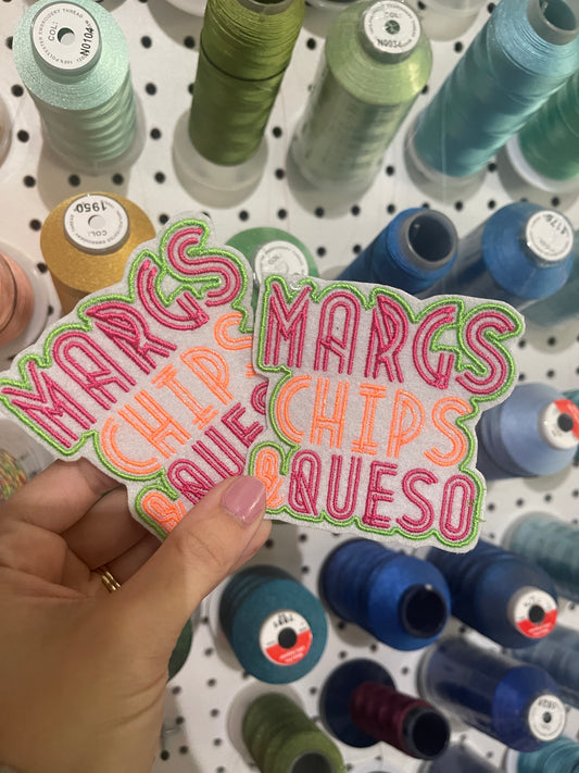 Chips Queso & Margs Iron on embroidered patch