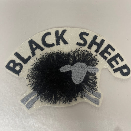 Glitter Black Sheep iron on embroidered patch