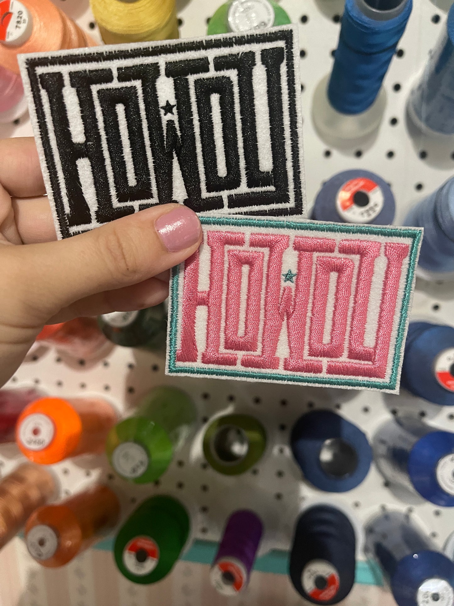 Howdy rectangle Iron on embroidered patch