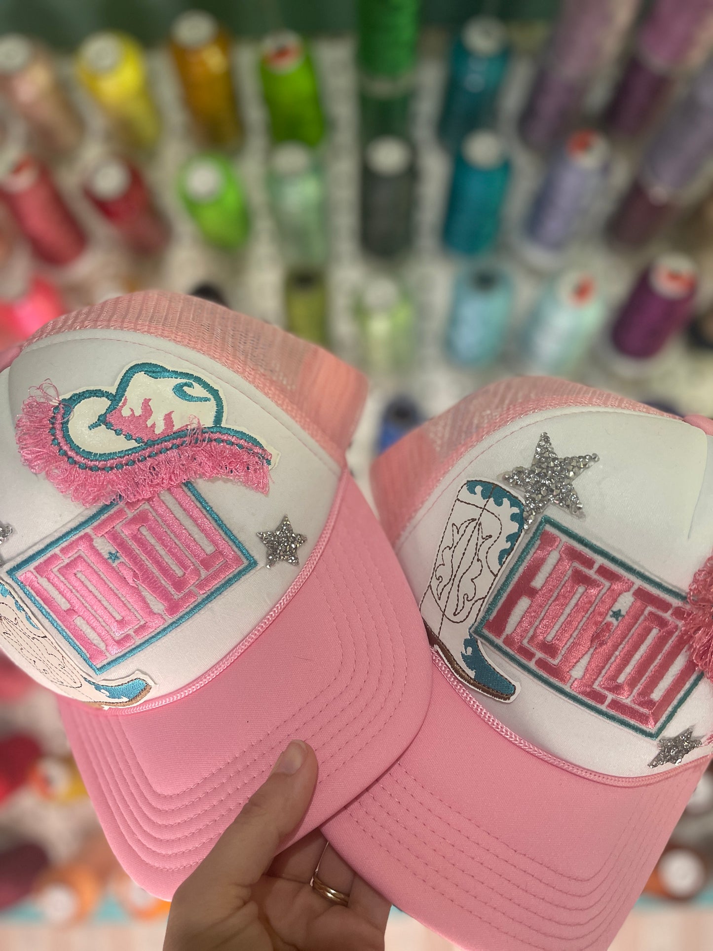 Pink and Teal Howdy hat