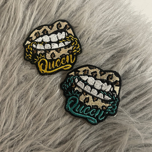 Cheetah Lips Queen Iron on embroidered patch