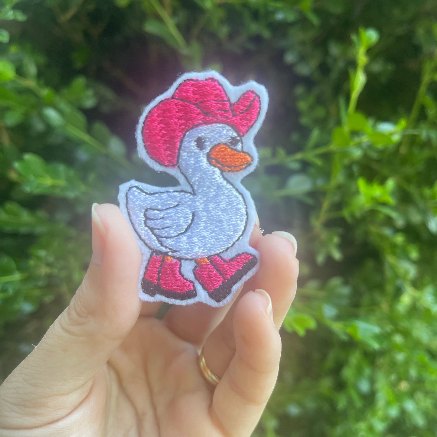 Cowboy Duck Iron on embroidered patch- can change wording color