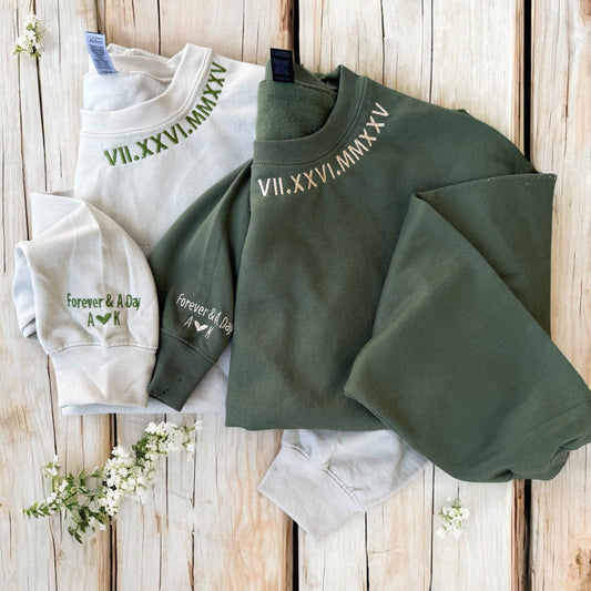 Minimal Date Embroidered Crewneck
