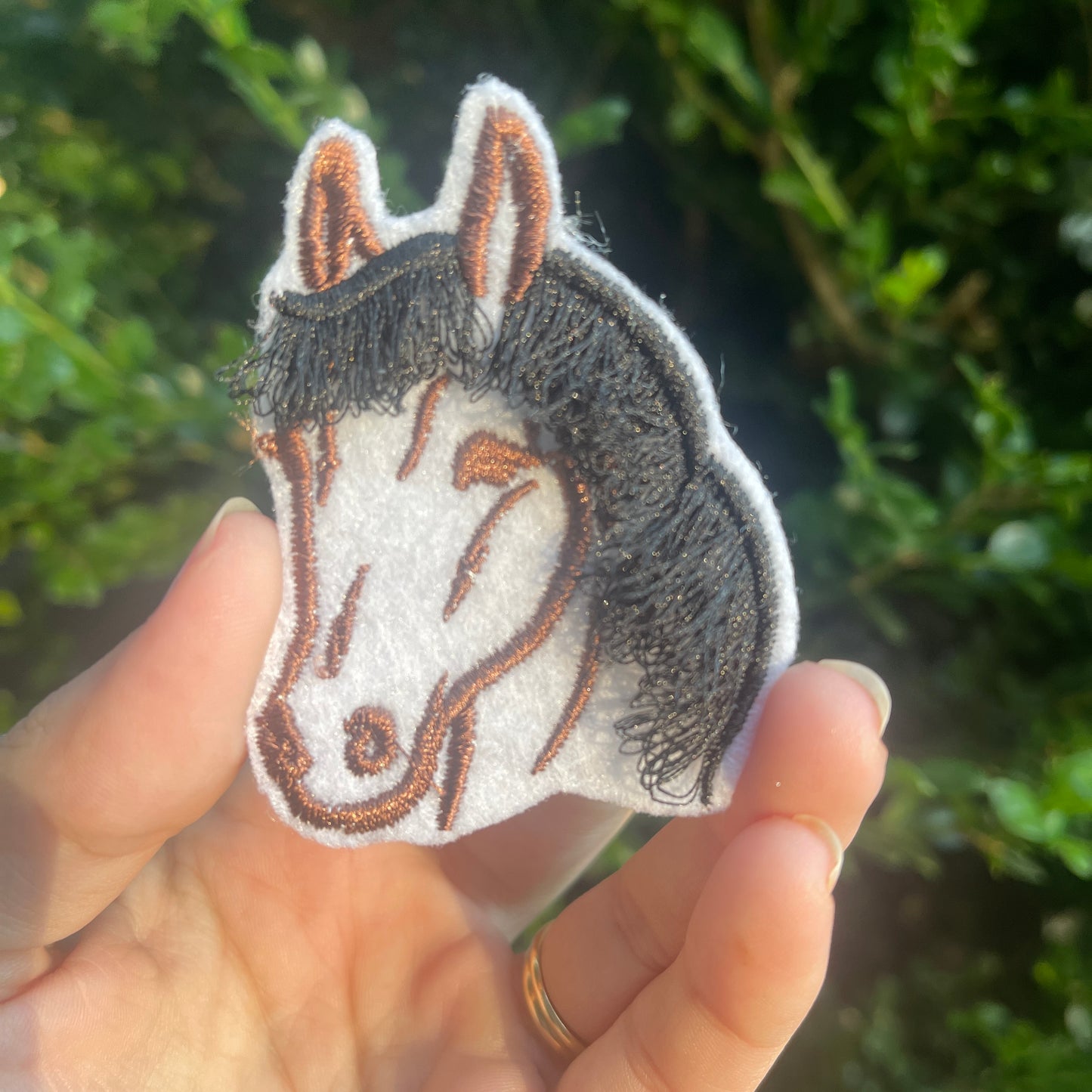 Fringe horse Iron on embroidered patch