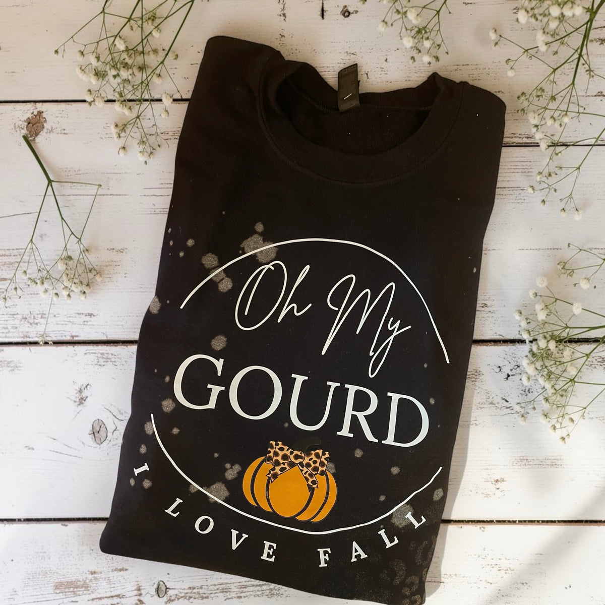 Ready to ship XL oh my gourd I love fall bleached sweatshirt