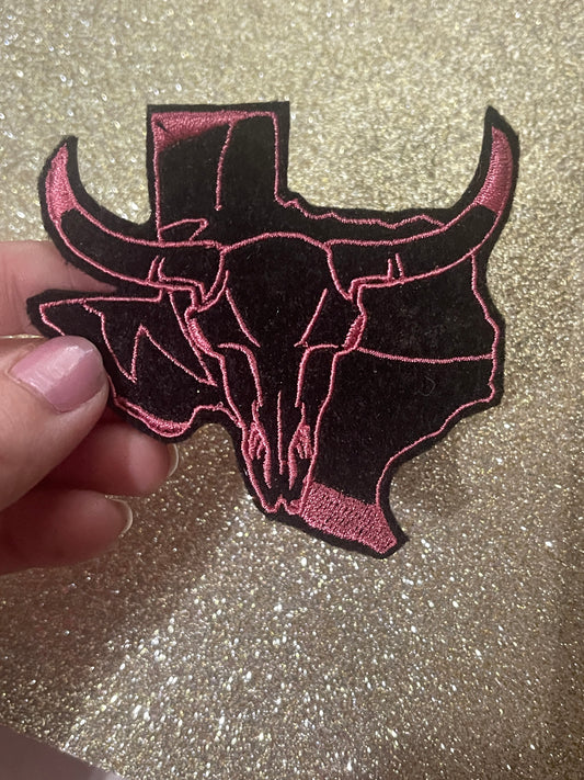 Texas Bull skull Iron on embroidered patch