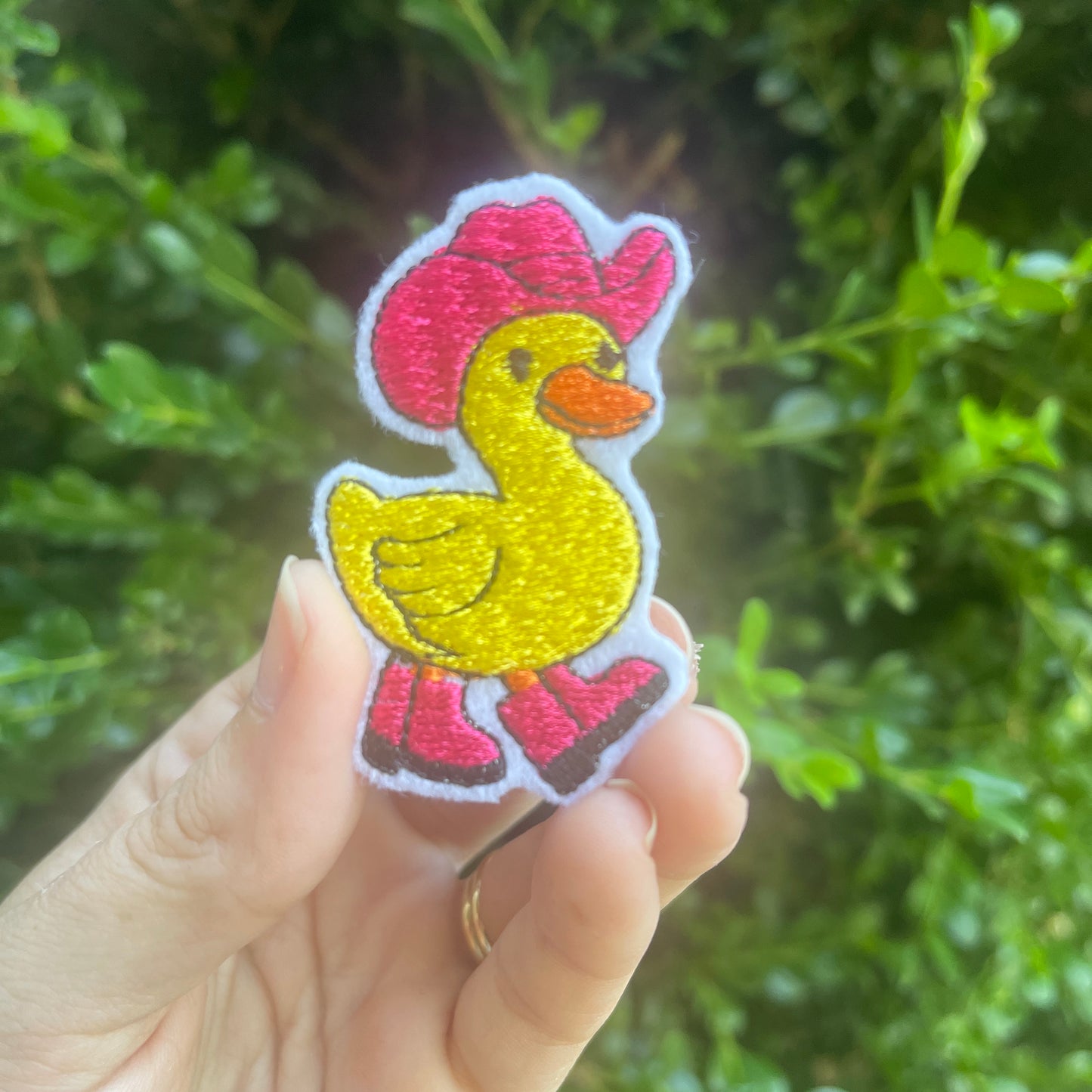 Cowboy Duck Iron on embroidered patch- can change wording color