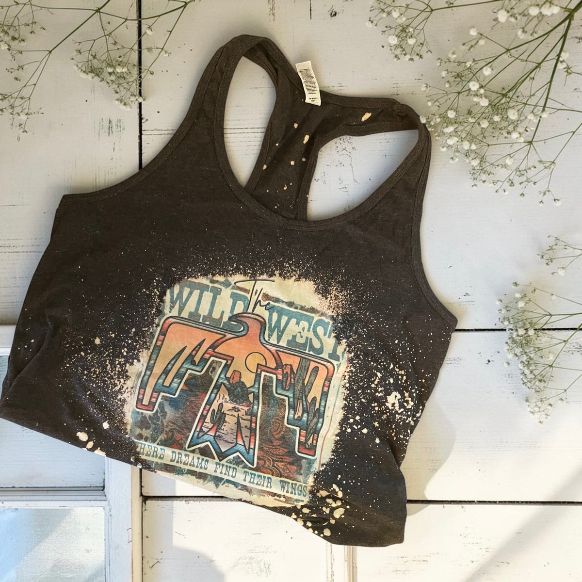 Ready to ship XL bleached The Wild West tank