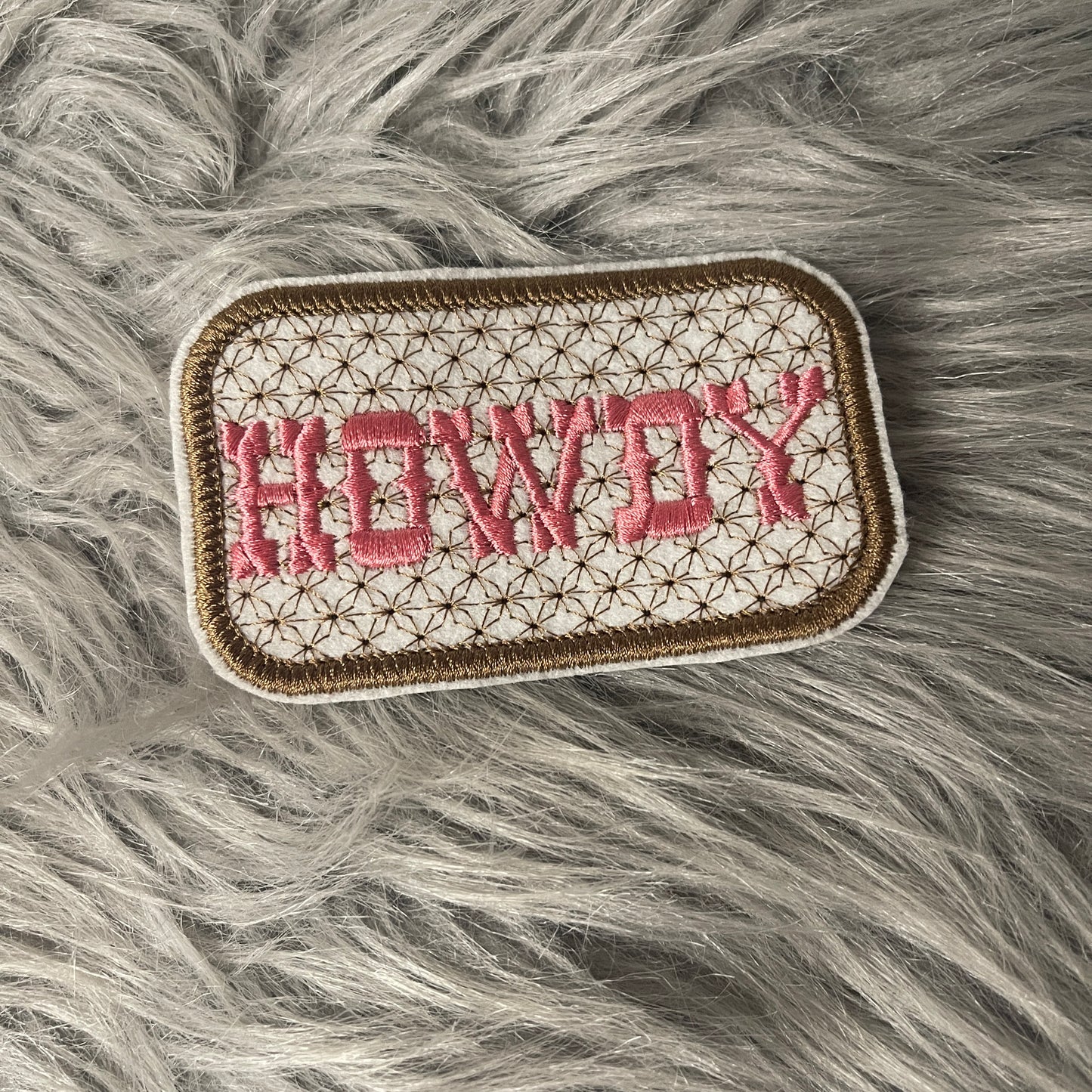 Preppy Howdy rectangle Iron on embroidered patch