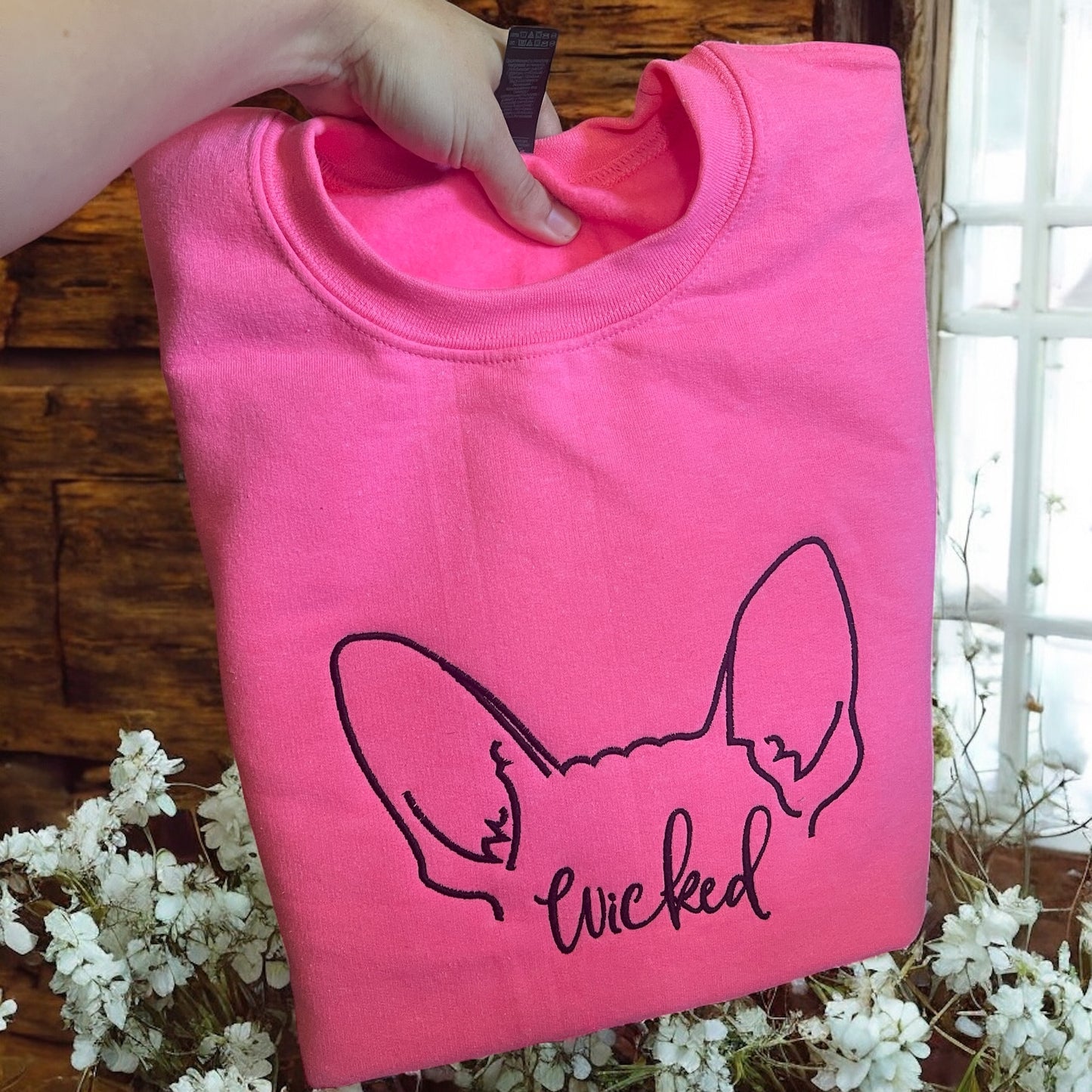 Embroidered dog outline sweatshirt